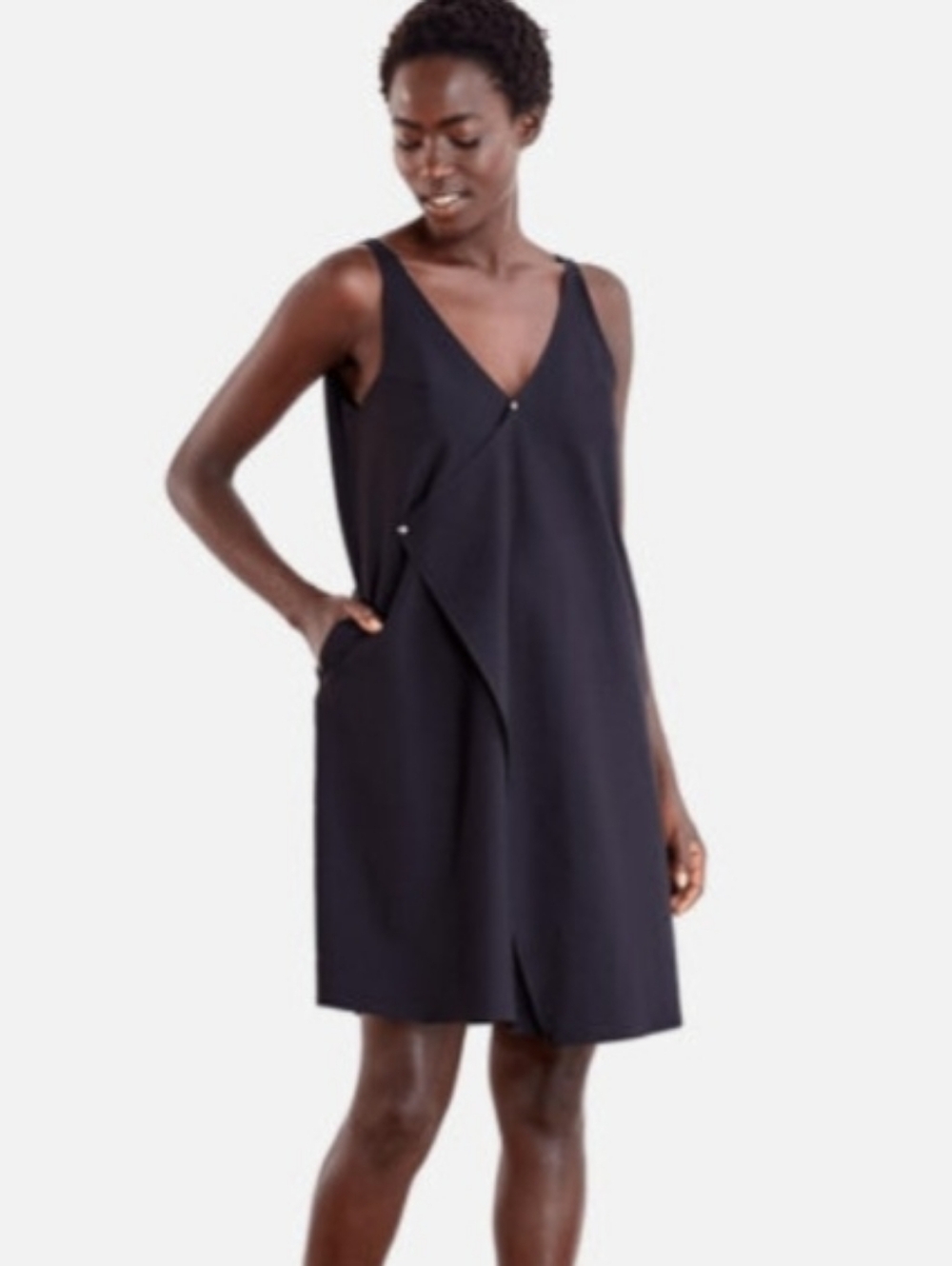 Aday Over In One Sleeveless Wrap Dress Navy Medium